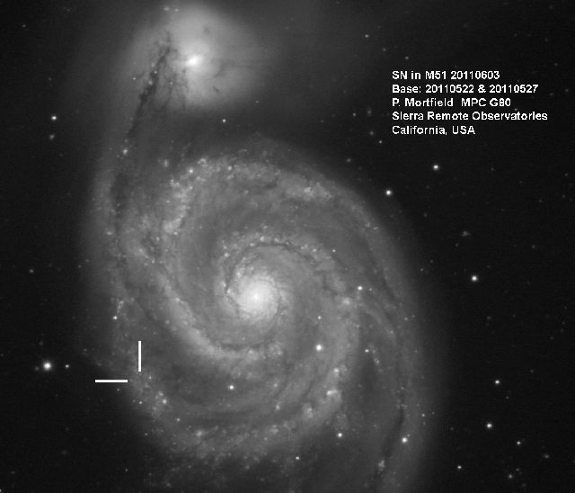 Explosión de supernova en la galaxia M51. 
